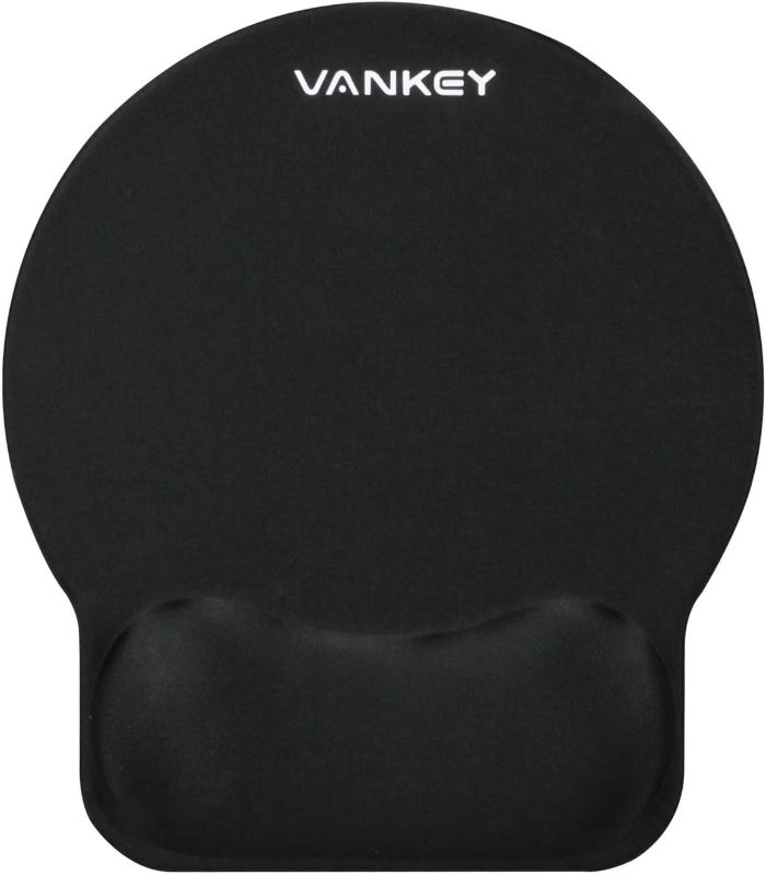 Photo 1 of VANKEY Ergonomic Wrist Support Mouse Pad, Comfortable Memory Foam Mouse Pad with Wrist Rest, Non-Slip Base - Pain Relief for Laptop, Computer, Home & Office, Black 