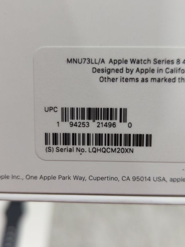 Photo 9 of "NEW FACTORY SEALED"
Apple Watch Series 8 [GPS 41 mm] Smartwatch w/Midnight Aluminum Case with Midnight Sport Band - S/M. Fitness Tracker, Blood Oxygen & ECG Apps, Always-On Retina Display, Water-Resistant 41 mm S/M - fits 130–180 mm wrists 41 mm Midnight