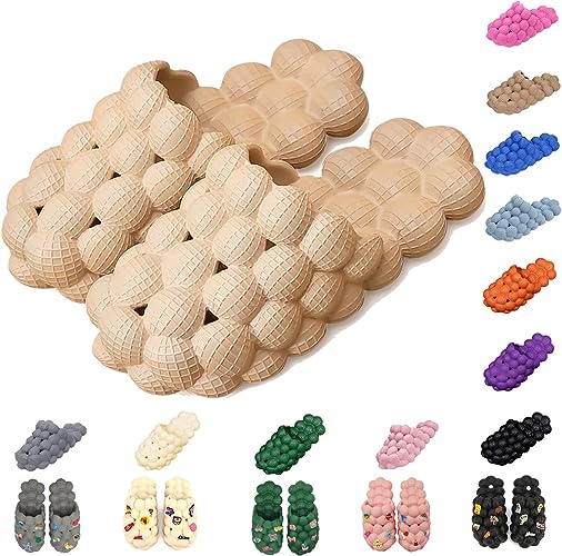 Photo 1 of AIMINUO Bubble Slides Slippers for Women Men,Funny Massage Slippers,Golf Ball Slides,Cloud Cushion Thick Sole Spa Slides,Non-slip Stress Relief Reflexology Sandals,Shower Bedroom Slippers 5-6