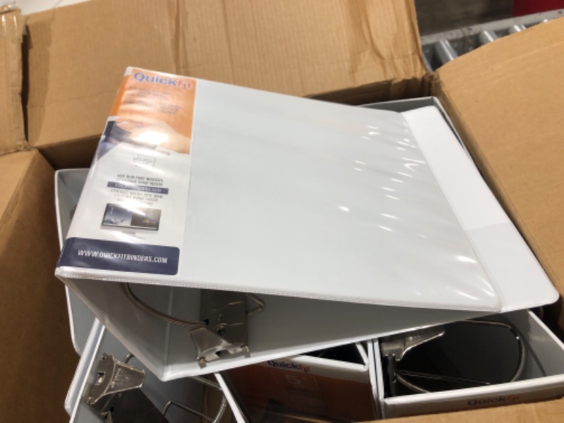 Photo 1 of QuickFit View Binder, 3-Ring Binder, Angle D Ring, 5 Inch, White, Pack of 4,87070-04 4 Pack White 5 Inch