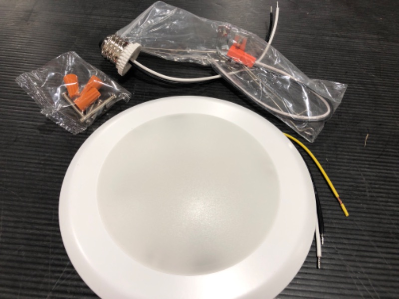 Photo 1 of  5/6” LED Canless Recessed Disk Lights Ceiling Light Fixture 6000K Daylight Deluxe, 15W=100W, 1050LM, Dimmable Low Profile, Flush Mount Surface Mount (Pack of 1)
