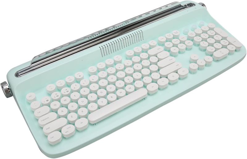 Photo 1 of Typewriter Style Mechanical Gaming Keyboard, Wireless 104 Keys BT5.0 Retro Tablet Keyboard with Large Slot, for Smart Phone Laptop (Mint Green)