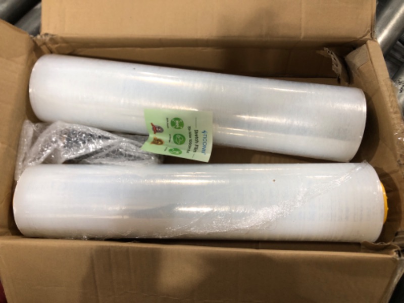 Photo 2 of TICONN 2PK Stretch Wrap Stretch Film Roll, 1000ft 60 Gauge Industrial Strength 15 inch Wide Clear Plastic Wrap with Handles for Pallet Wrapping Shipping and Surface Protection (1000ft, 2pk)