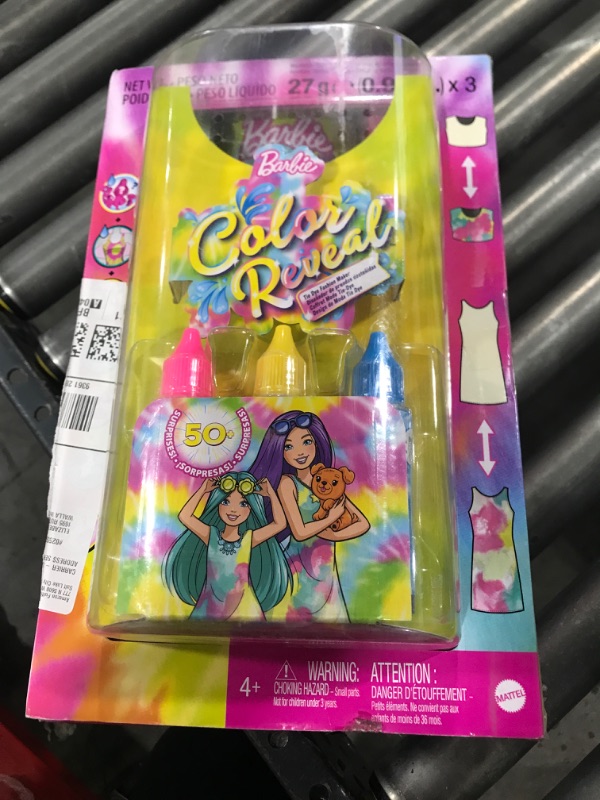 Photo 2 of Barbie Color Reveal Gift Set, Tie-Dye Fashion Maker, Color Reveal Barbie Doll, Chelsea ?Doll and Pet, Tie-Dye Tools and Dye-able Fashions?