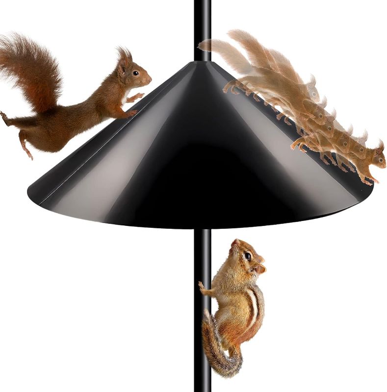 Photo 1 of 19 Inch Squirrel Baffle, Squirrel Baffle for Bird Feeder Pole, for Outdoor Bird Feeder Poles or Outside Shepherd Hook, Squirrel Guards for Bird Feeders (Black Squirrel Baffle)
