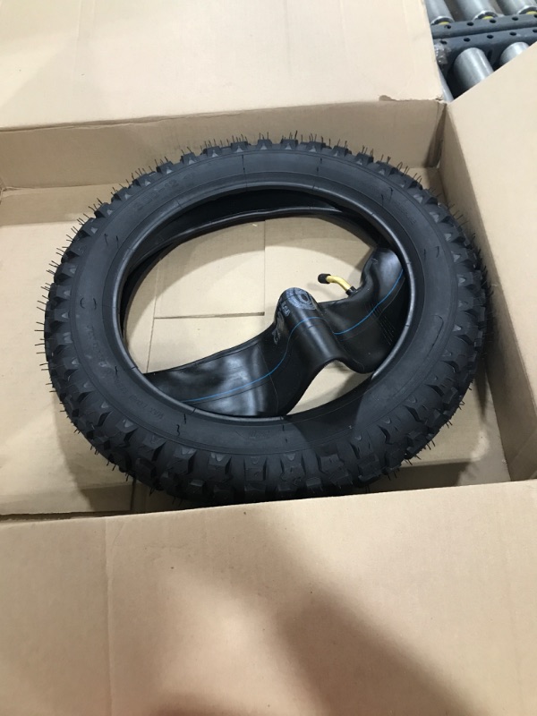 Photo 2 of (1 Set) 3.00-12 Dirt Bike Tire and Inner Tube Set - Universal Replacement 80/200-12 Knobby Motocross Bike Tire and Tube for Honda CRF70F/XR70, Yamaha TTR 90, and More - With Vulcanized TR87 Valve Stem