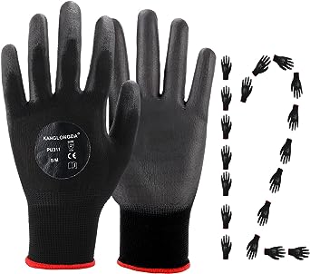 Photo 1 of 12 Pairs Work Gloves for Men and Women, Firm Grip PU Rubber Coated Working Gloves, Thin Breathable Safety Work Gloves 