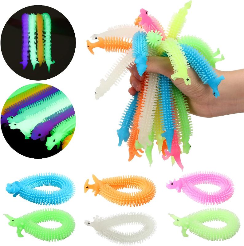 Photo 1 of 12 Pcs Stretchy Strings Fidget Toys Stress Relief Toys Fidget Stretchy Noodles Dinosaur Sensory Noodle Strings Glow in The Dark Autism Toys Teens Adult Christmas Stocking Stuffers Party Favors
