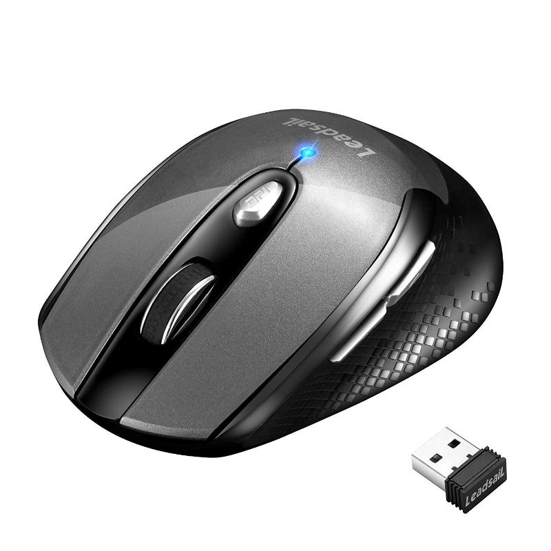 Photo 1 of LeadsaiL Wireless Mouse for Laptop, 2.4G Portable Slim Cordless Computer Mouse Less Noise for Laptop Optical Mouse with 6 Buttons,USB Mouse for Windows 10/8/7/Mac/MacBook Pro/Air/HP/Dell/Lenovo/Acer Grey