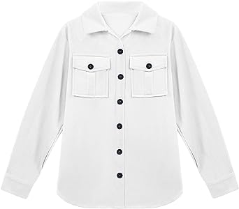 Photo 1 of  SySea Girls Corduroy Shirt Button Down Long Sleeve Jacket Casual Blouses Tops for 11-12 Years