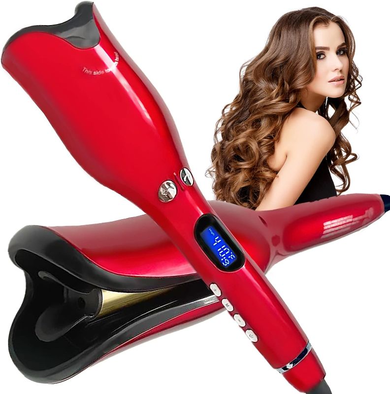 Photo 1 of Automatic Curling Iron 1". Perfect for Shoulder-Length Hair Between 6-16 inches. Fast Heating Hair Curler (Red)