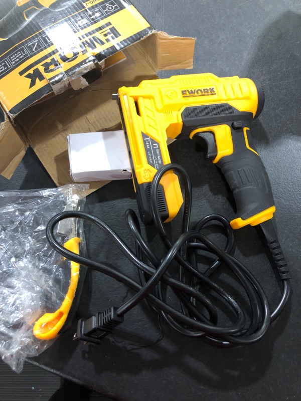 Photo 2 of EWORK Electric Staple Gun/Nail Gun Kit for DIY Project and Upholstery, 120V Corded Electric Stapler with Triple Safety Protection, Staple Remover, 400 Pcs 5/8'' Brad Nails and 600 Pcs 3/8'' Staples.