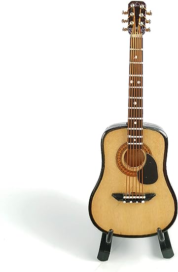 Photo 2 of ALANO Wooden Classic Guitar Model with Stand Guitar Ornament Mini Guitar Model Decoration Gift (GN-10-S) 