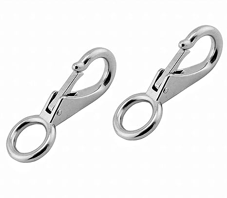 Photo 1 of 2/4Pcs Multi-Purpose Fixed Spring Snap Hook, Heavy Duty Rigging Hardware Snap Hook 316 Stainless Steel Silver (2, Length:100mm(3#))
