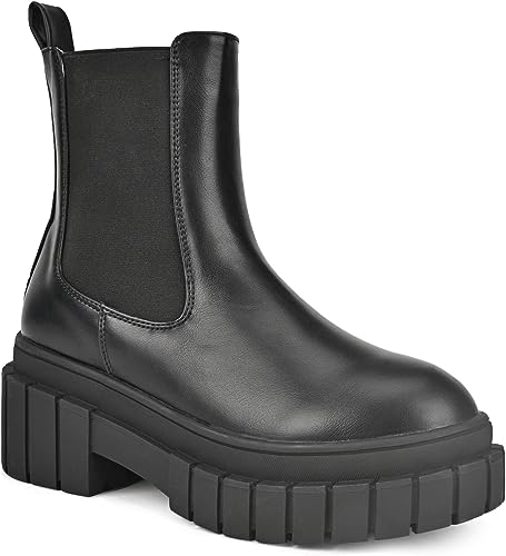 Photo 1 of  READYSALTED Women's Ankle Low Heel Platform Chunky Sole chelsea Slip On Boots(HONGO1 & HUNCH1) / Size 9