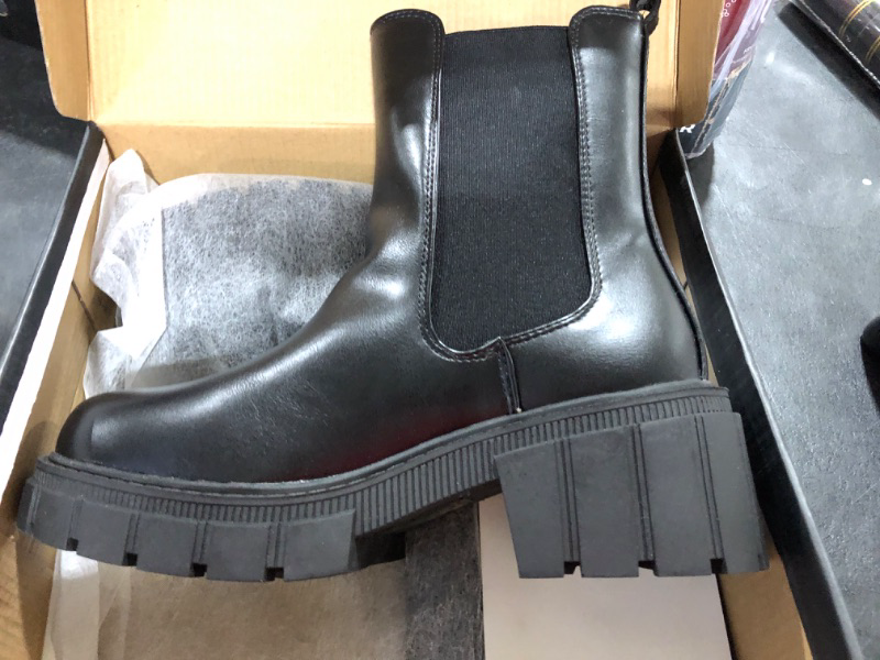 Photo 2 of  READYSALTED Women's Ankle Low Heel Platform Chunky Sole chelsea Slip On Boots(HONGO1 & HUNCH1) / Size 9