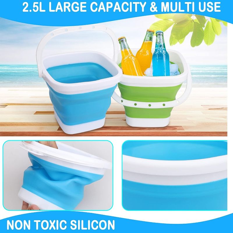 Photo 1 of Beach Sand Toy Bucket for Kids Adults, Sandbox Beach Pail Sand Buket, Foldable Pail Bucket with Mesh Bag,