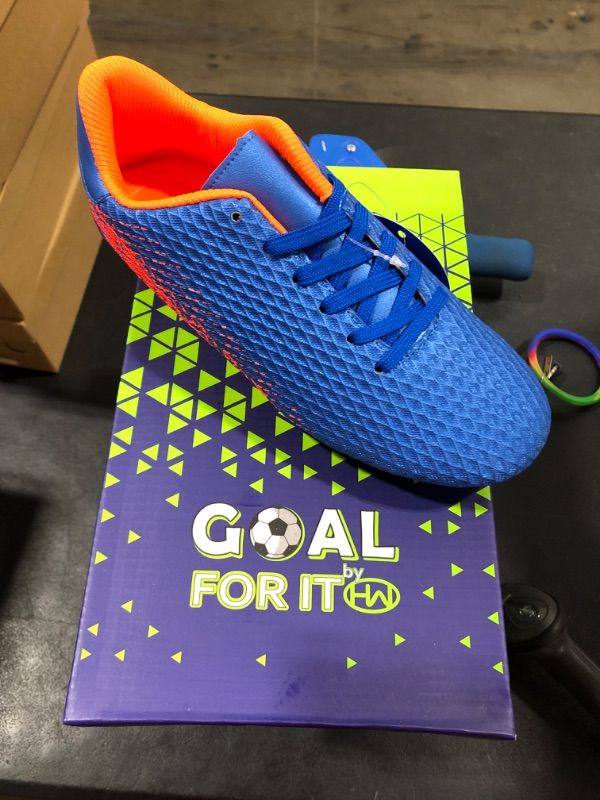 Photo 1 of Hawkwell Men's Athletic Soccer Shoes Big Kids Youth Outdoor Training Firm Ground Soccer Cleats 5 Navy