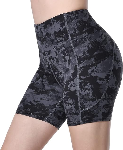 Photo 1 of Houmous Women's 5'' Inseam High Waist Biker Yoga Shorts with 4 Out Pockets X-Small 5" Aegean 