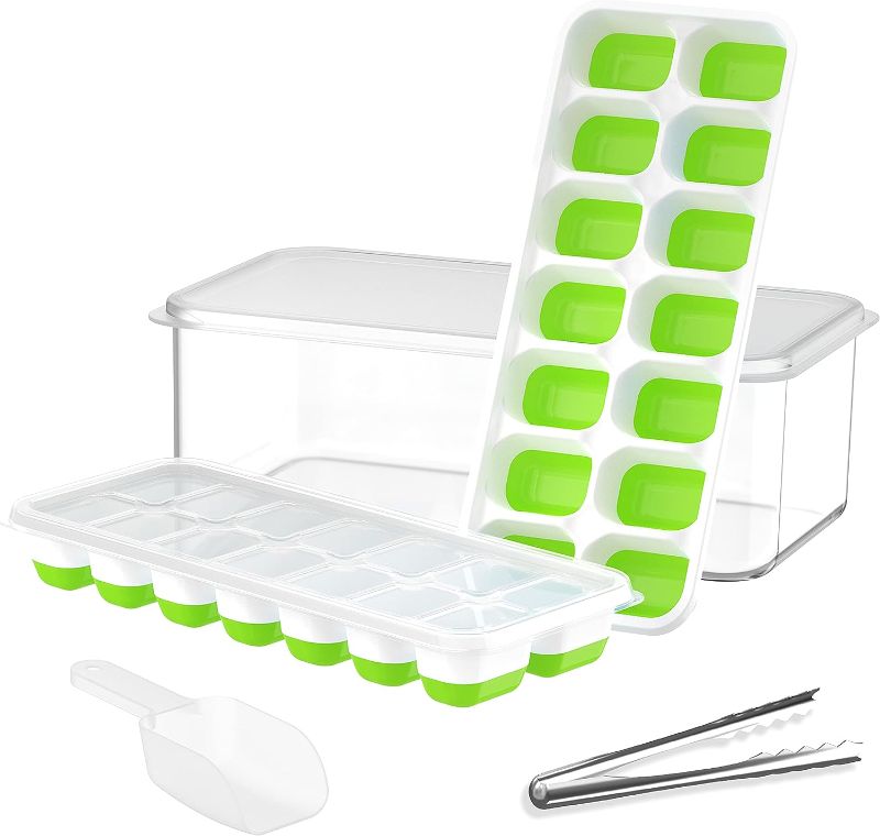 Photo 1 of 
DOQAUS Ice Cube Tray with Lid and Bin, Upgraded Silicone Ice Cube