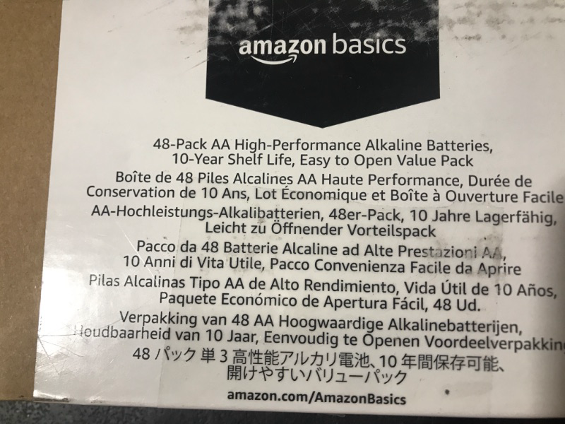 Photo 3 of Amazon Basics 48 Pack AA High-Performance Alkaline Batteries, 10-Year Shelf Life, Easy to Open Value Pack 48 Count (Pack of 1)