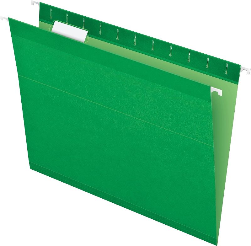 Photo 1 of Pendaflex Reinforced Hanging File Folders, Letter Size, Bright Green, 1/5 Cut, 25/BX (4152 1/5 BGR)