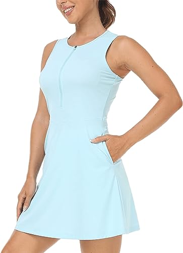 Photo 1 of MoFiz Tennis Dresses for Women Sleeveless Golf Dress with Built-in Shorts and 4 Pockets Crewneck Athletic Workout Dress
SIZE XL 