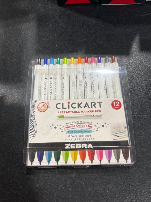 Photo 2 of Zebra Pen Click Art Retractable Marker Pen, Fine Point, 0.6mm, Assorted Colors, 12 Pack 12 Count (Pack of 1) Standard Colors