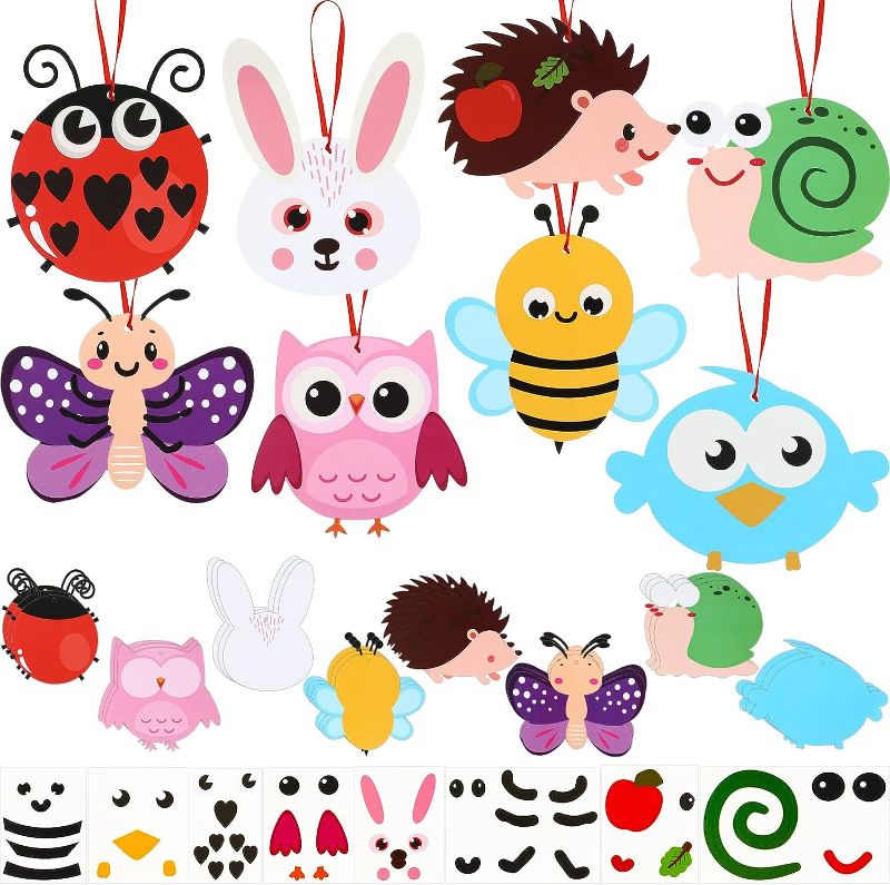 Photo 1 of 24 Pack Valentine's Day Animal Crafts for Kids DIY Valentine's Day Craft Ornament, Assorted Animal Shapes Kids' Paper Craft Kits, Fun Preschool Classroom Activity Project for Kids (Wild Animals) SET OF 3
