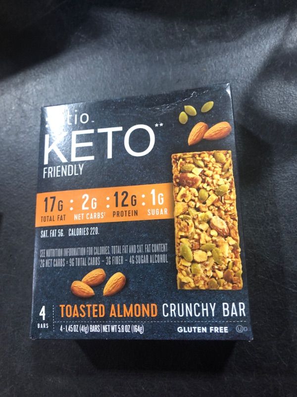 Photo 2 of :ratio KETO Friendly Crunchy Bars, Toasted Almond, Gluten Free Snack, 4 ct Toasted Almond 4 Count (Pack of 1) EXP 08/20/2023