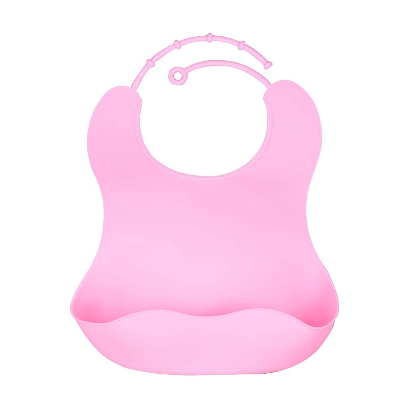 Photo 1 of Dreamslink Waterproof Silicone Drool Baby Bib Easily Wipes Clean, Pink
