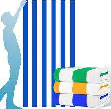 Photo 1 of 3 Pack Oversized Pool Beach Towel Blanket Set-75*40 XL Extra Large Big Super Absorbent Soft Clearance Travel Swim Bath Towels Bulk Personalized Gift for Adults Men Women Stripe Green Yellow Blue