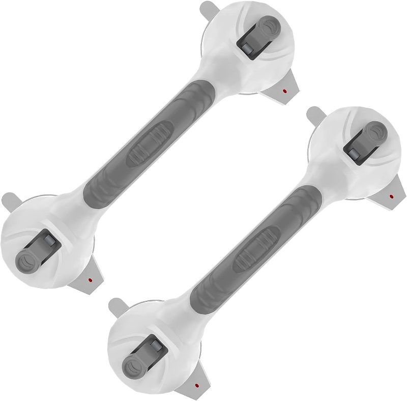 Photo 1 of 2 Pack Suction Cup Grab Bars 15 inch, Munzong Gray Anti-Slip Bathroom Grab Bar, Vacuum Suction Shower Balance Bar, Safety Handrail Support, Handicap Injury Elderly Senior Assist Shower Handle
