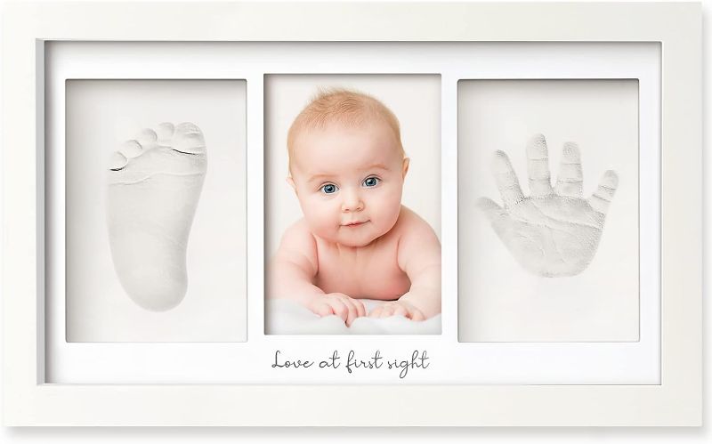 Photo 1 of Baby Hand and Footprint Kit - Baby Footprint Kit, Newborn Keepsake Frame, Baby Handprint Kit, Personalized Baby Gifts, Nursery Decor, Baby Shower Gifts for Girls Boys (Alpine White) D