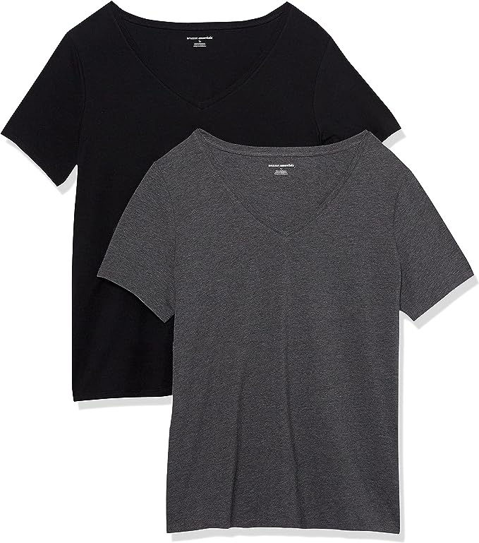 Photo 1 of Amazon Essentials Women's Classic-Fit Short-Sleeve V-Neck T-Shirt, Multipacks Size: Medium