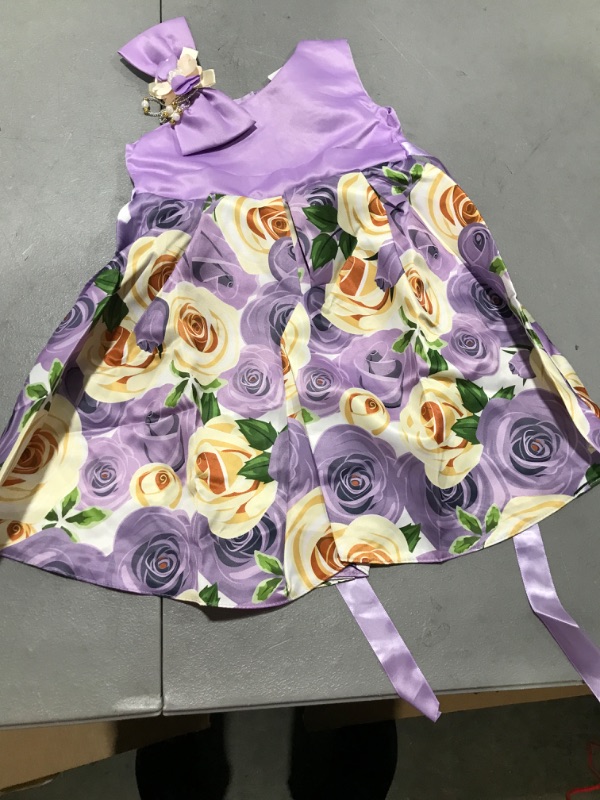Photo 2 of 2-9T Flower Girls Floral Dresses Toddler Pageant Striped Dress 2-3T Purple Size: 100
