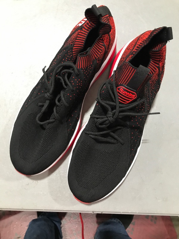 Photo 2 of BEYDR Air Athletic Running Shoes for Mens Tennis Sneakers Breathable Lightweight Fitness Gym Jogging Walking Sport Sneakers  Size: 11.5 Blackred