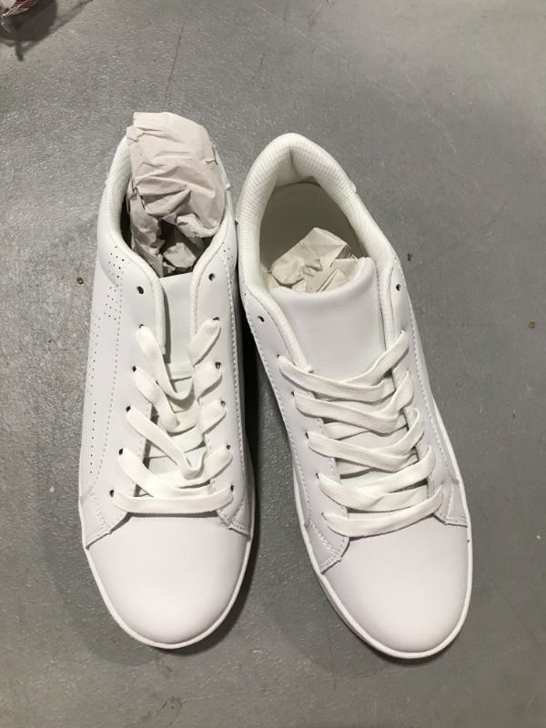 Photo 2 of YYZ White Fashion Sneakers for Women - Cute Leather Sneakers Casual Lace Up Walking Shoes Low Top Size: 6.5 Hollow Out