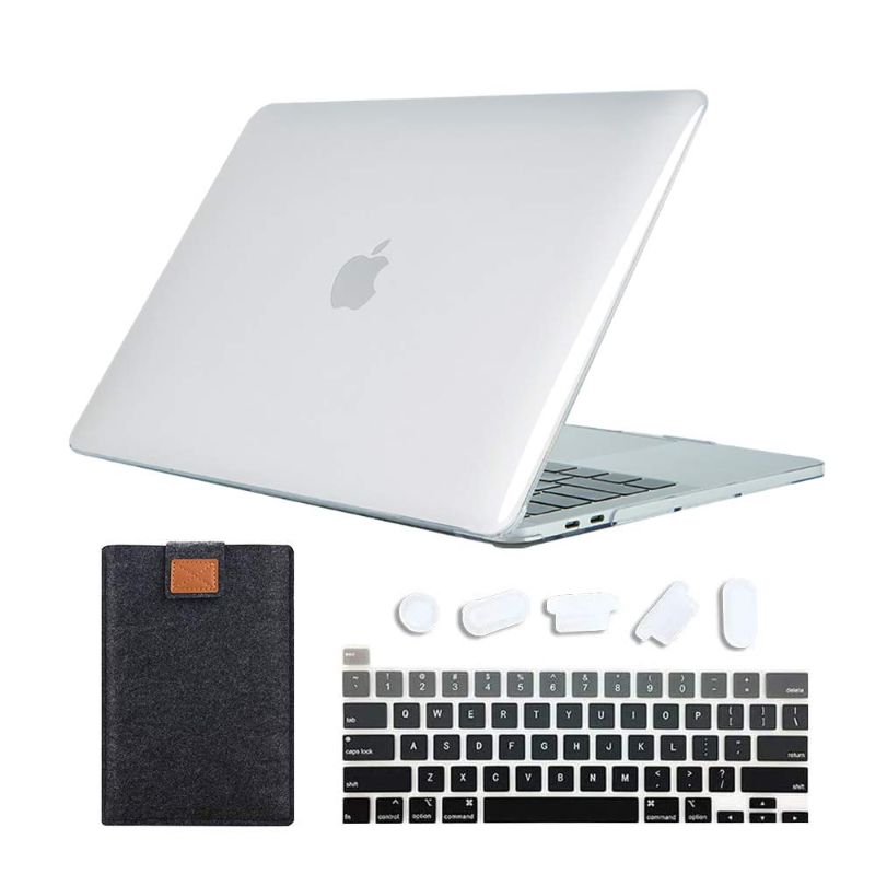 Photo 1 of MAITTAO MacBook Pro 13 Inch Case 2020 / 2021 fit Touch Bar & ID Model A2289 A2251 A2338 M1, Silicone Soft Plastic Hard Shell Case & Laptop Sleeve Bag & Keyboard Cover 4 in 1 Set, Crystal Clear (M1 A2338 A2289 A2251) Mac Pro 13" Crystal Clear