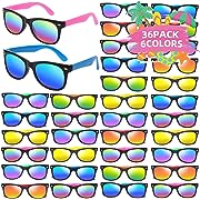 Photo 1 of 36 Pack Kids Sunglasses Bulk Party Favors for Kids 4-8-12 80s Style Neon Sunglasses with UV400 Protection Goodie Bag Stuffers Pool Party Favors Decorations end of Year Student Gifts for Boys and Girls
