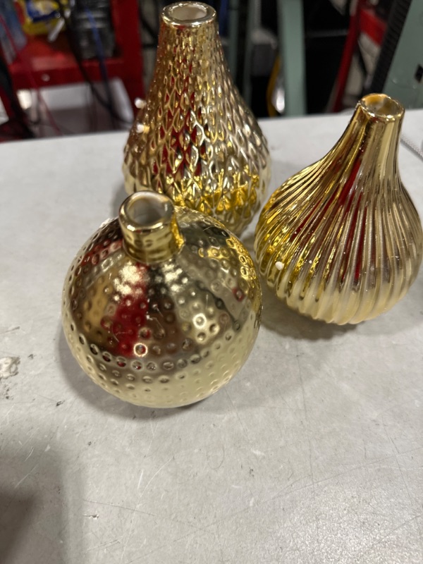 Photo 1 of 3 pc gold vase set