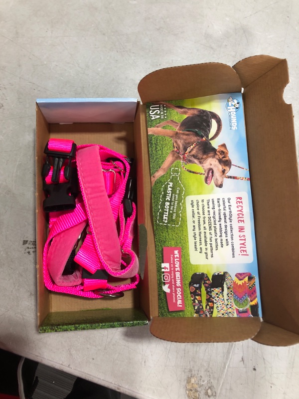 Photo 2 of 2 Hounds Design Freedom No Pull Dog Harness | Adjustable Gentle Comfortable Control for Easy Dog Walking | for Small Medium and Large Dogs | Made in USA | Leash Not Included | 1" XL Hot Pink XL (Chest 32" - 38") Hot Pink