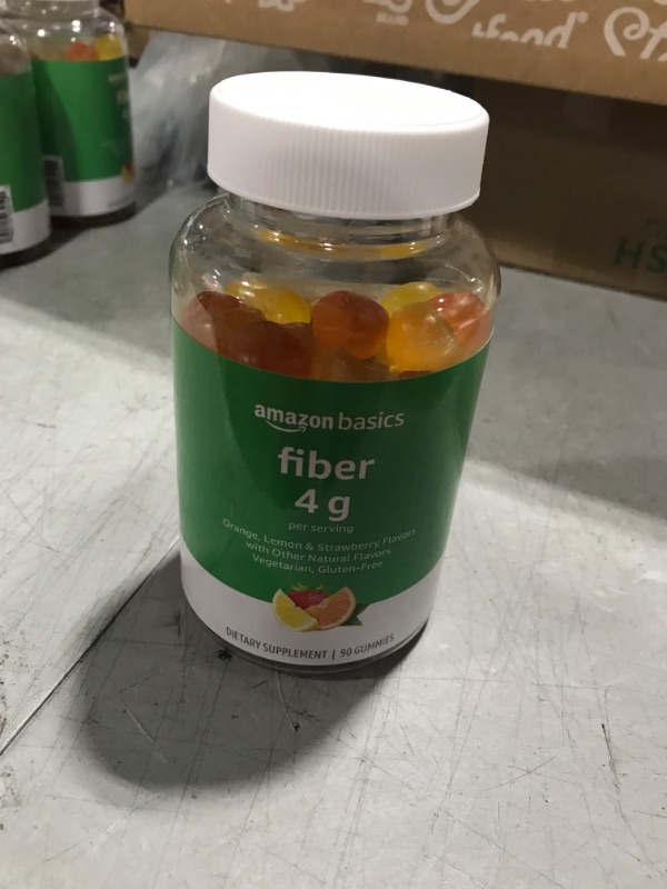 Photo 2 of Amazon Basics (previously Solimo) Fiber 4g Gummies, Digestive Health, Supports Regularity, Orange, Lemon & Strawberry Flavors, 90 Count