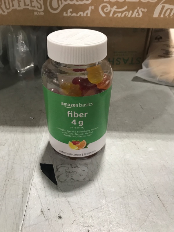 Photo 2 of Amazon Basics (previously Solimo) Fiber 4g Gummies, Digestive Health, Supports Regularity, Orange, Lemon & Strawberry Flavors, 90 Count