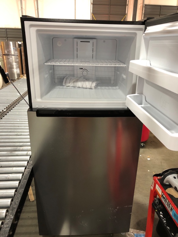 Photo 3 of 18 cu. ft. Top Freezer Refrigerator in Stainless Steel Look