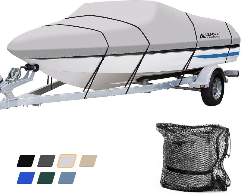 Photo 1 of 
Leader Accessories Solution Dyed Waterproof Trailerable Runabout Boat Cover Fit V-Hull Tri-Hull Fishing Ski Pro-Style Bass Boats, Full Size