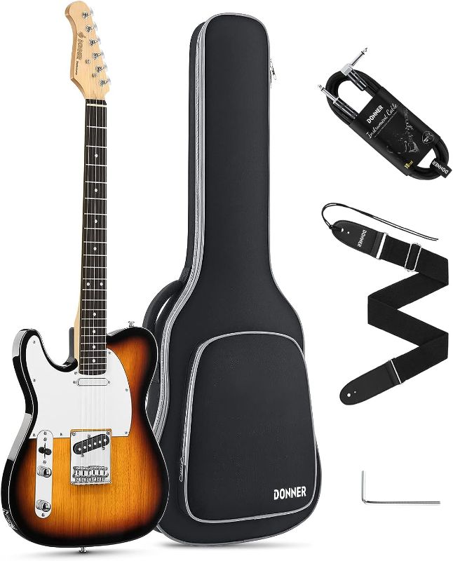 Photo 2 of 
Donner LEFT HANDED Electric Guitar 39 Inch Electric Guitar DTC-100 Solid Body TC Style Electric Guitar Kit with Bag, Strap, Cable for Beginner Sunburst