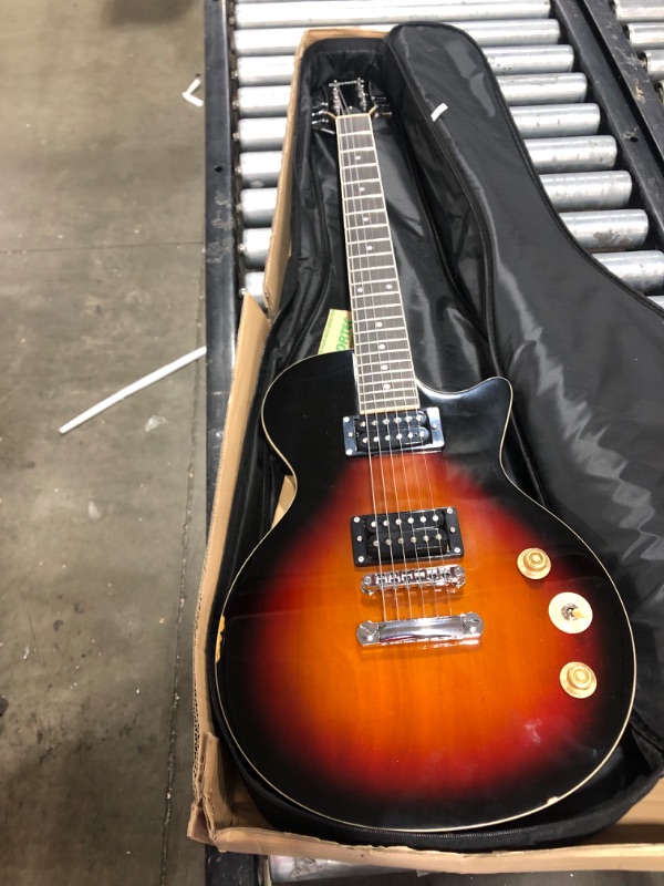 Photo 2 of Donner 39 Inch LP Electric Guitar Solid Body Beginner Kit Sunburst Full Size, with Bag, Strap, Cable, for Beginner,DLP-124S LP-Sunburst