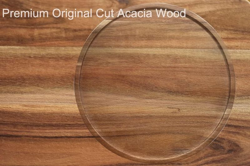 Photo 2 of 11" Acacia Wood Lazy Susan Organizer Kitchen Turntable for Cabinet Pantry Table Organization