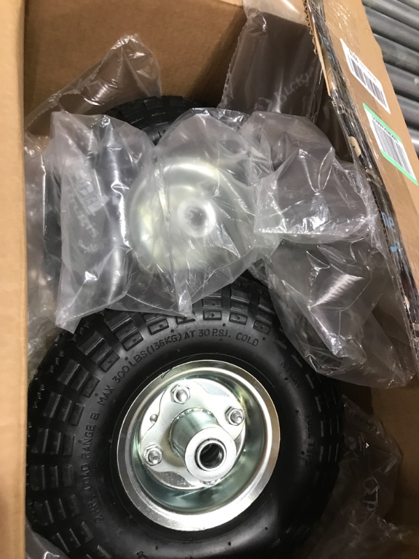 Photo 2 of (2 Pack) AR-PRO 10" Heavy-Duty Replacement Tire and Wheel - 4.10/3.50-4" with 10" Inner Tube, 5/8" Axle Bore Hole, 2.2" Offset Hub and Double Sealed Bearings for Hand Trucks and Gorilla Cart silver